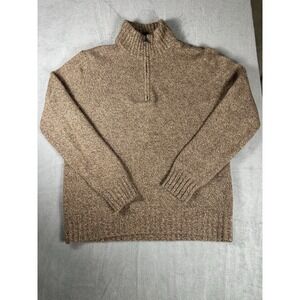 Express 100% Lambswool Quarter Zip Sweater Brown Men's L